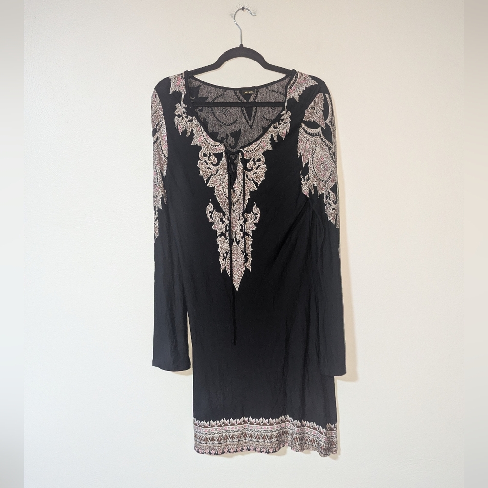 10 Lascana Black Boho‎ Printed Lace Up Dress
